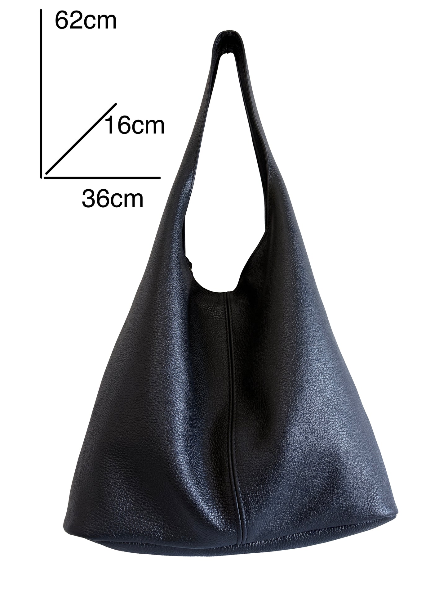 Borsa hobo in vera pelle nera