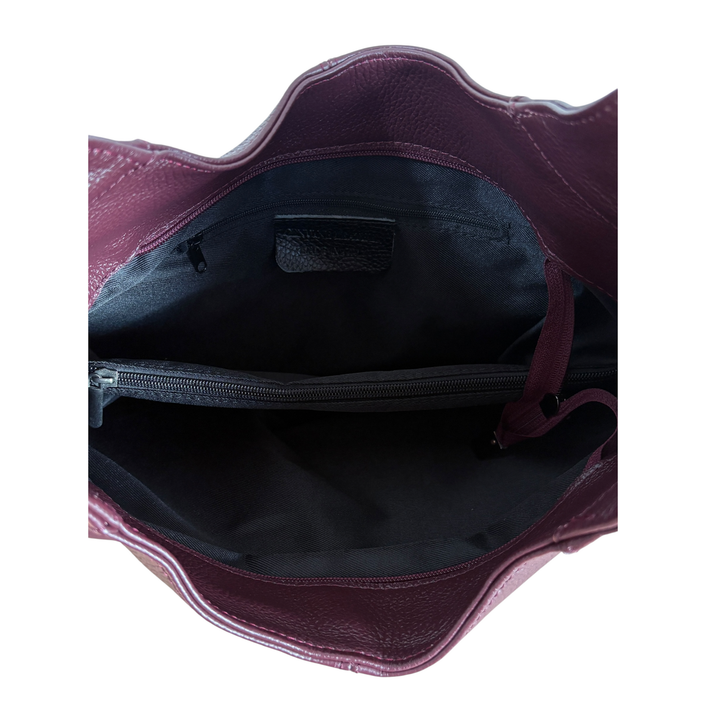 Borsa hobo a spalla in vera pelle bordeaux