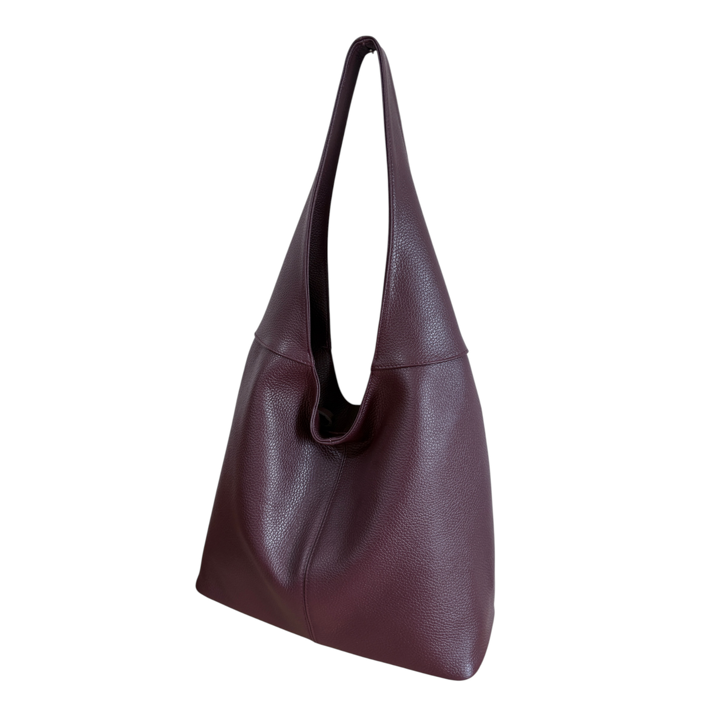 Borsa hobo a spalla in vera pelle bordeaux