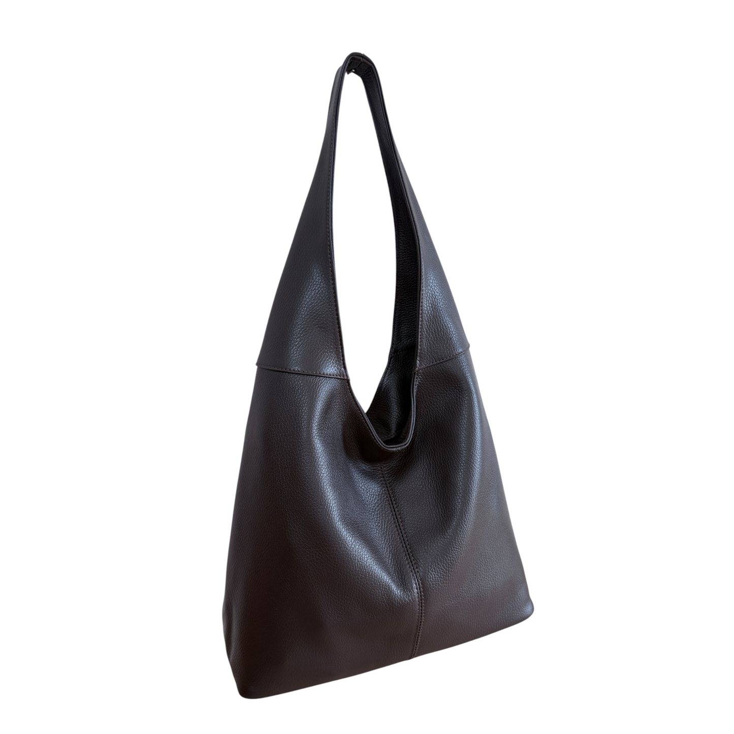 Borsa hobo a spalla in vera pelle testa di moro