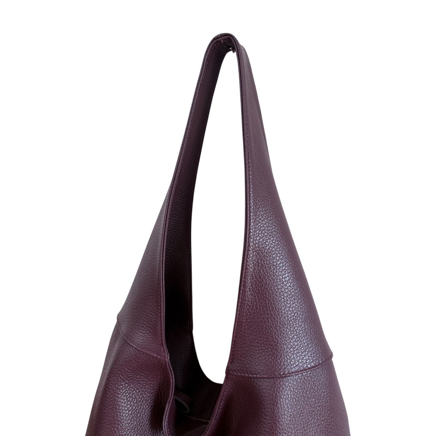 Borsa hobo a spalla in vera pelle bordeaux