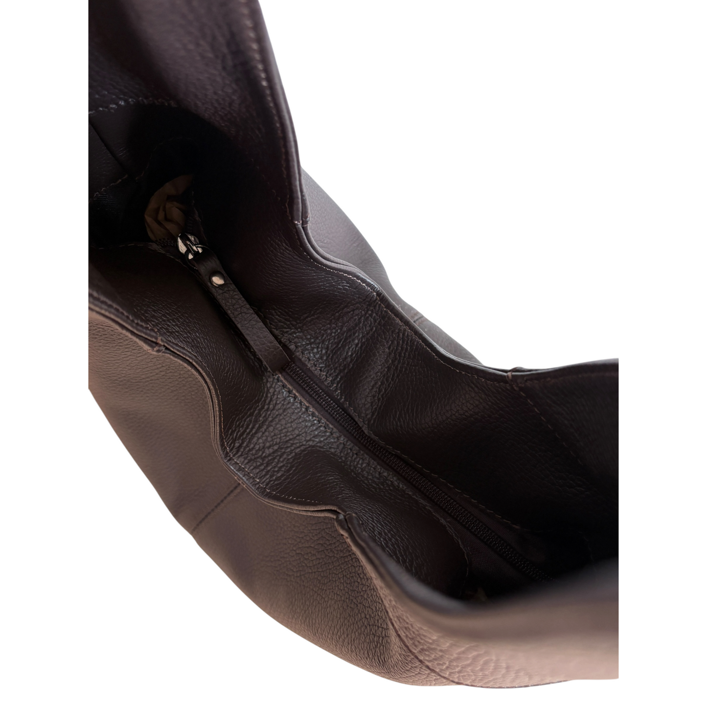 Borsa hobo a spalla in vera pelle testa di moro