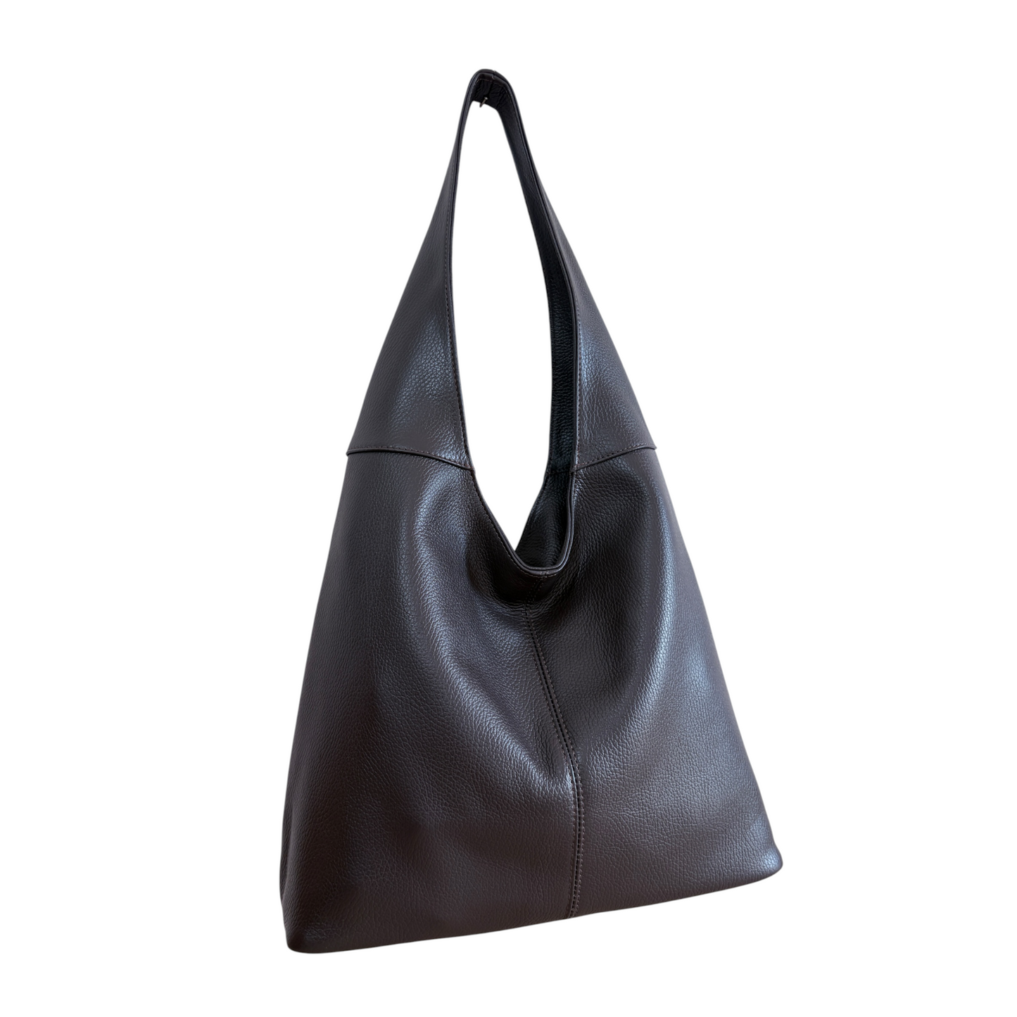 Borsa hobo a spalla in vera pelle testa di moro