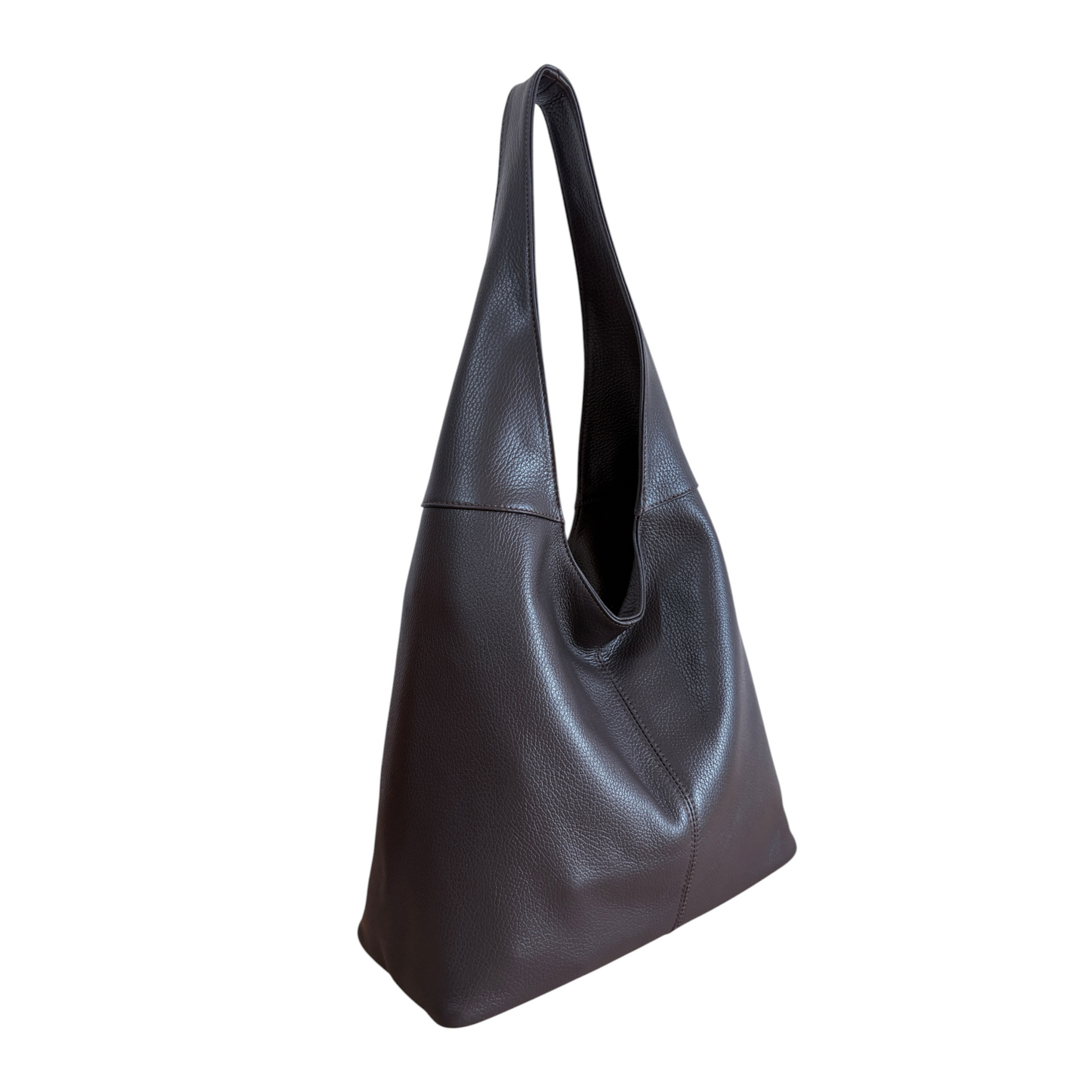 Borsa hobo a spalla in vera pelle testa di moro