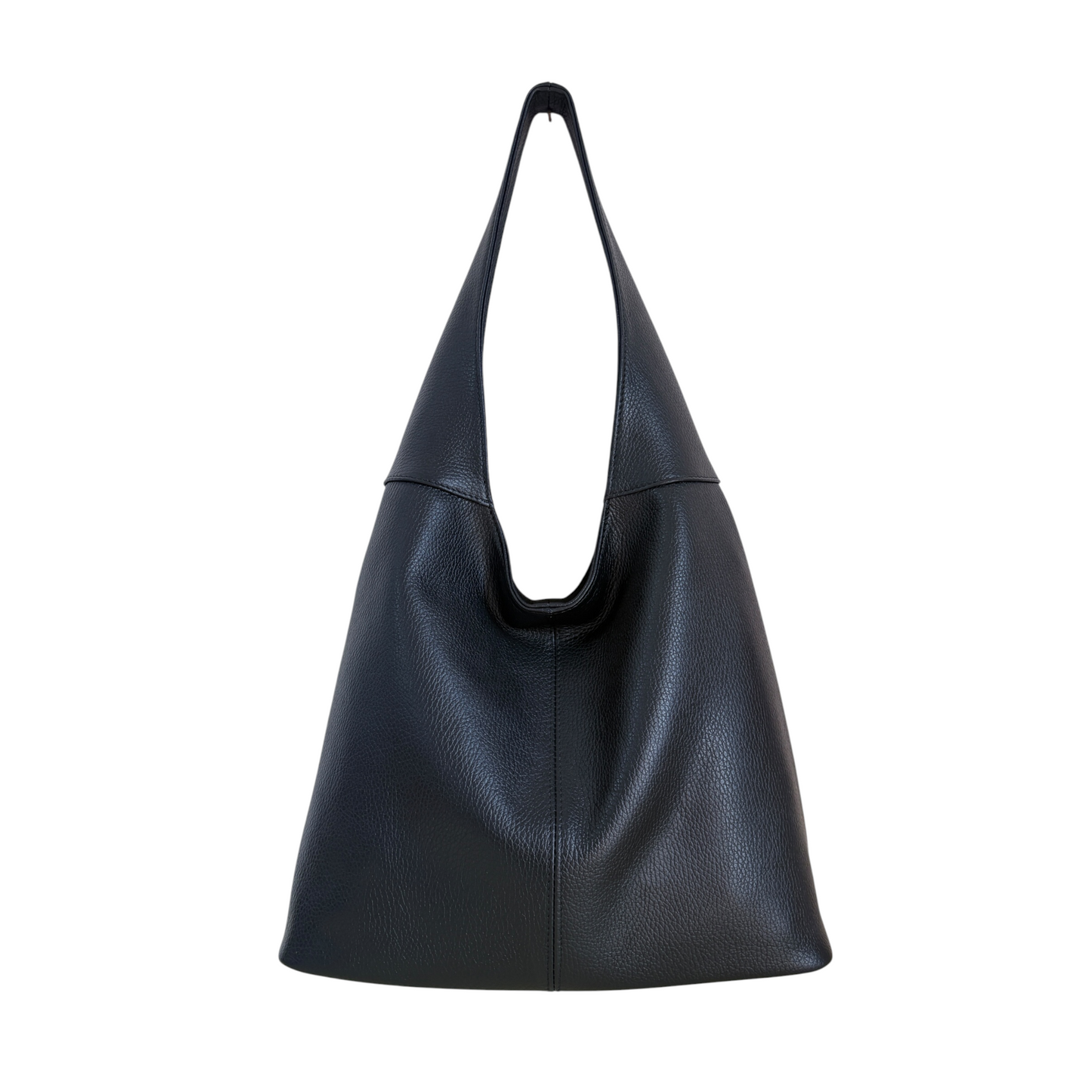 Borsa hobo a spalla in vera pelle nera
