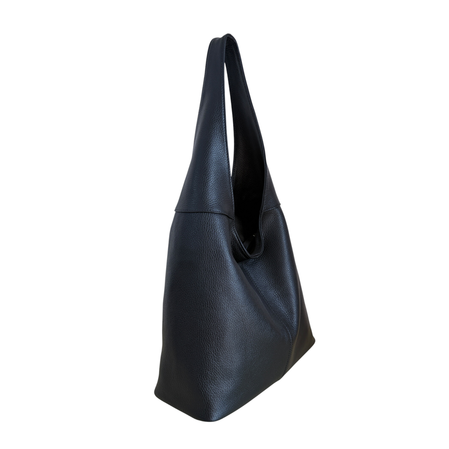 Borsa hobo a spalla in vera pelle nera
