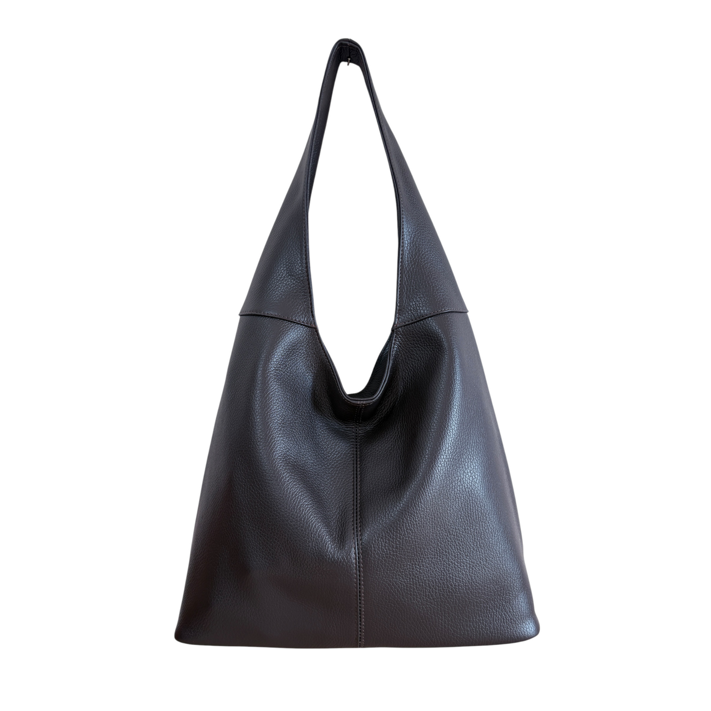 Borsa hobo a spalla in vera pelle testa di moro