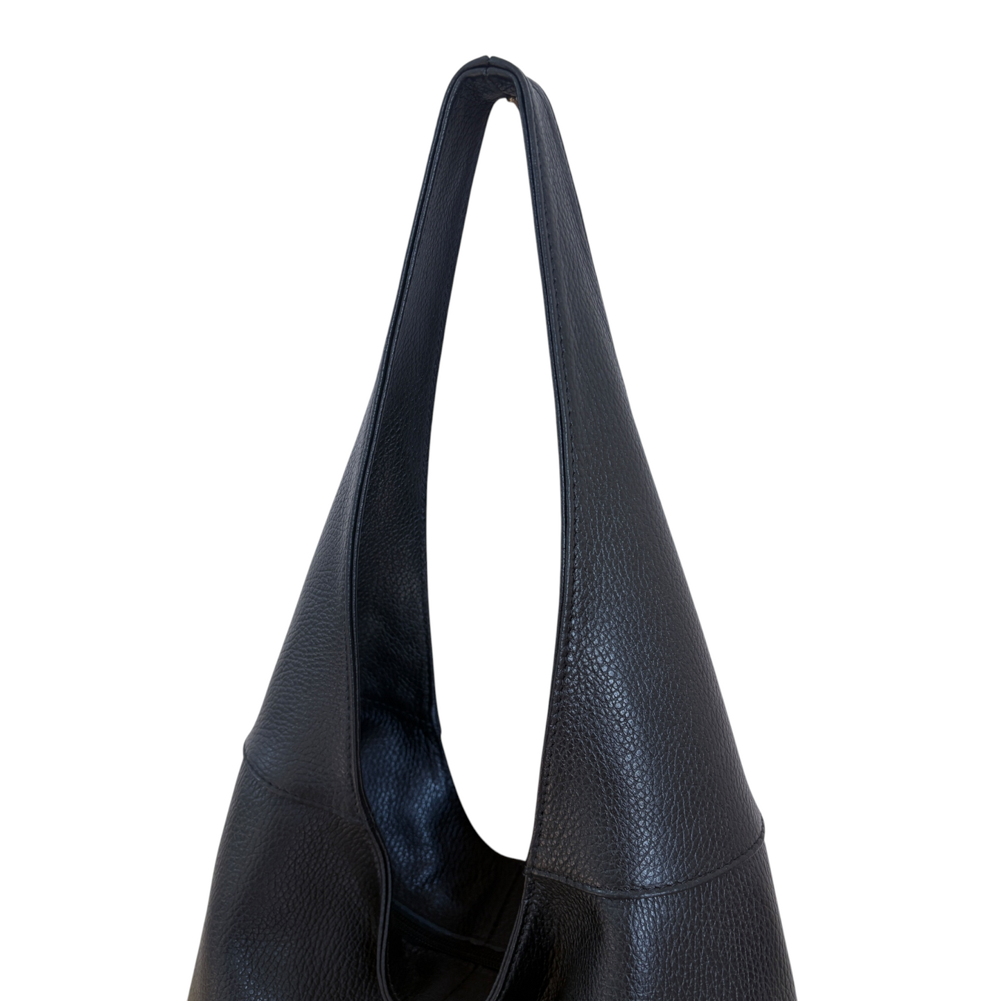 Borsa hobo a spalla in vera pelle nera
