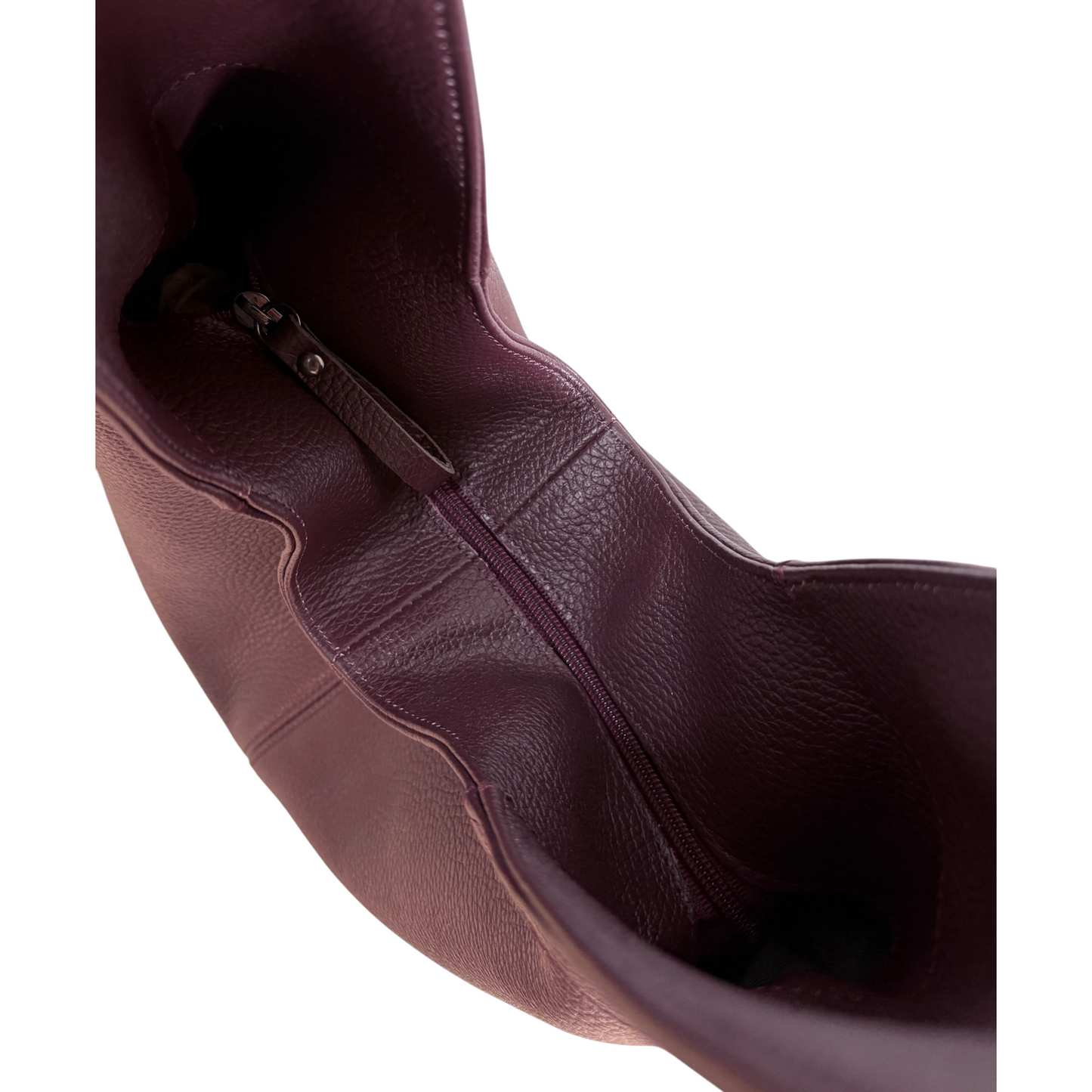 Borsa hobo a spalla in vera pelle bordeaux