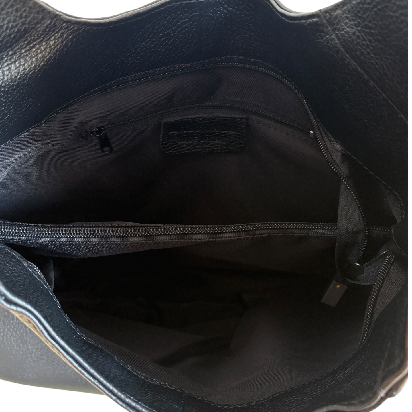 Borsa hobo a spalla in vera pelle nera