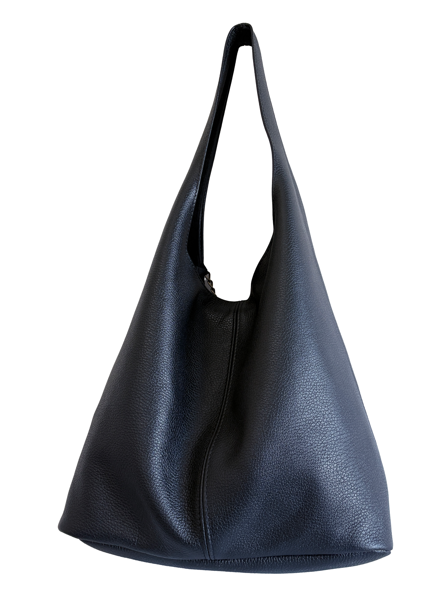 Borsa hobo in vera pelle nera
