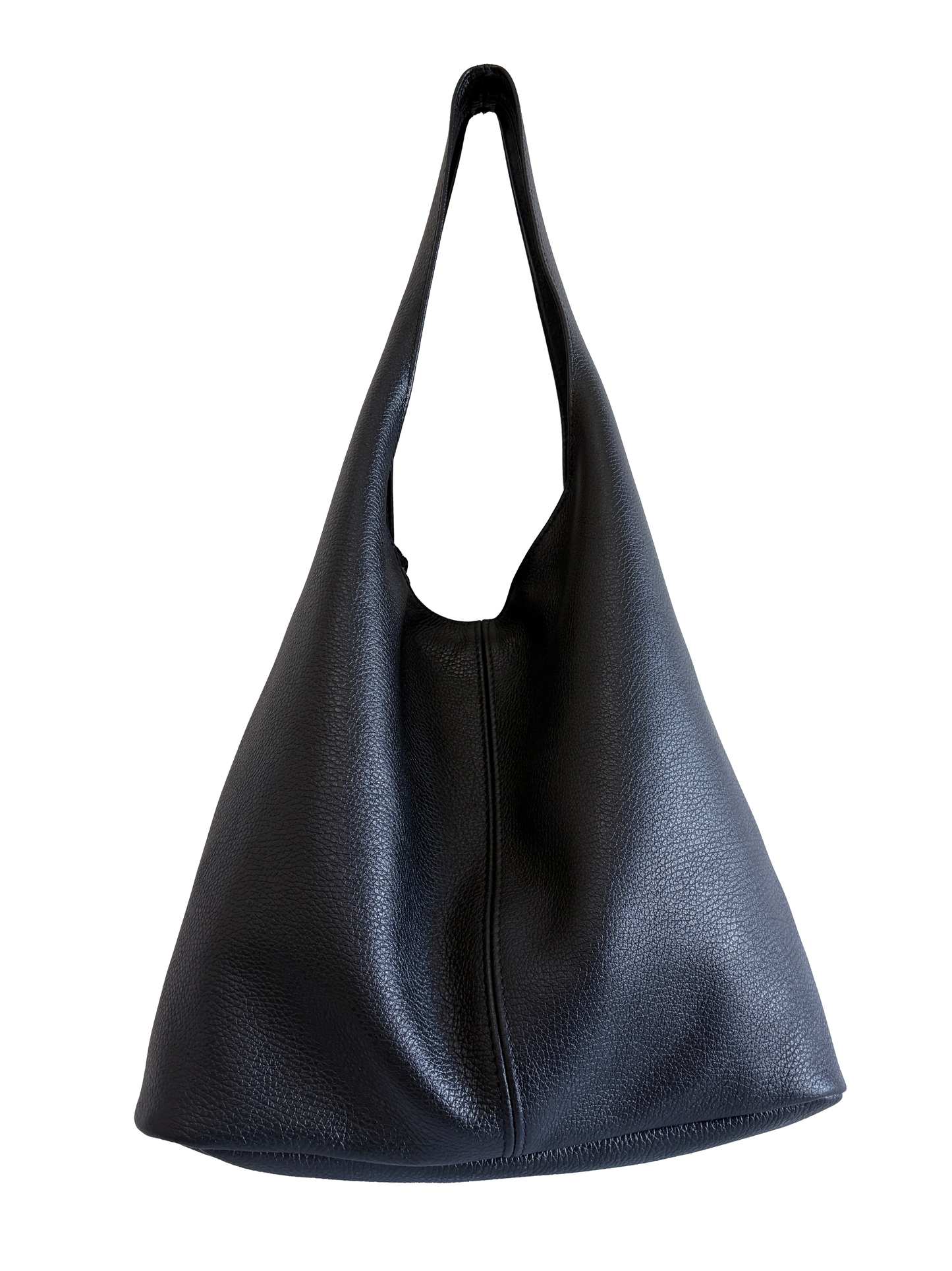 Borsa hobo in vera pelle nera