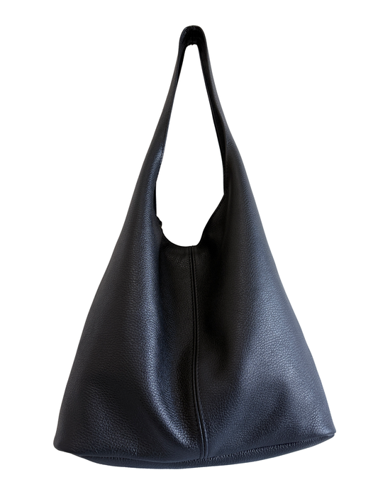 Borsa hobo in vera pelle nera